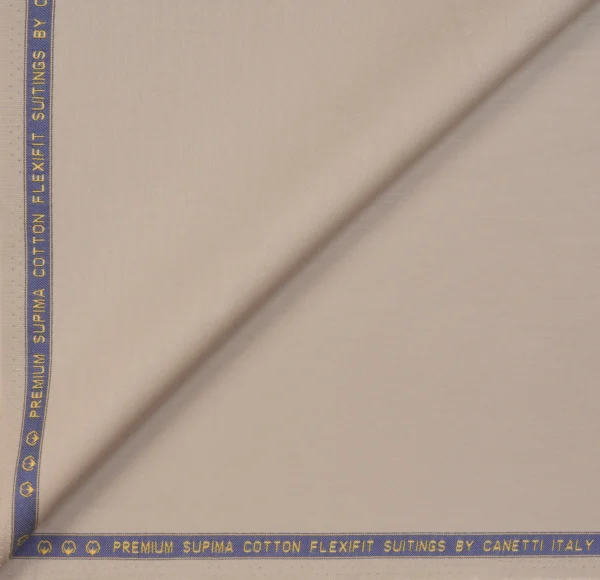 Canetti Italy | Luxury Sand Beige Supima Cotton FlexiFit | Unstitched Suiting Fabric - Image 2