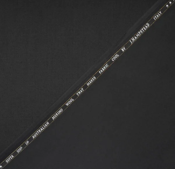 J.Hampstead | Classic Black Unstitched Suiting Fabric | 100s Count & 20% Australian Merino Wool - Image 2