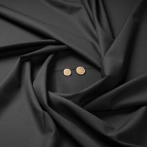 Elegant Black Fabric 170s Count & 65% Australian Merino Wool Cavalero Italy