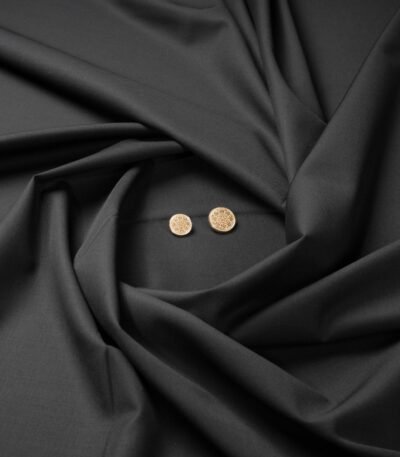 Elegant Black Fabric 170s Count & 65% Australian Merino Wool Cavalero Italy