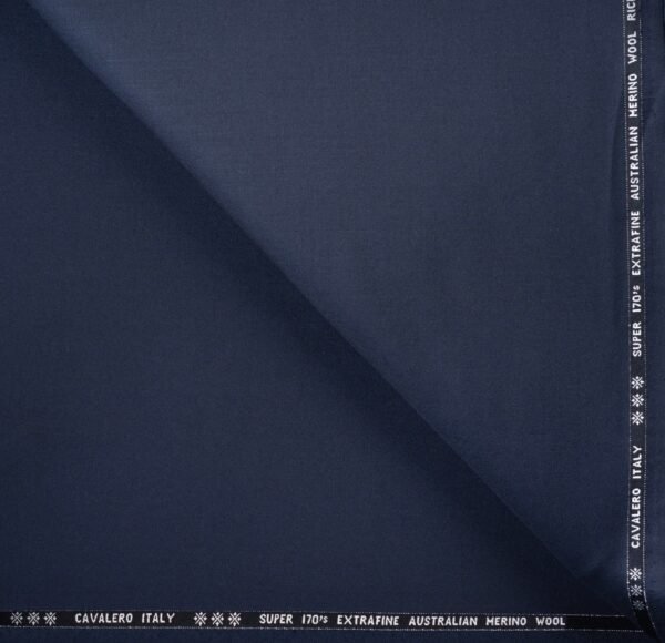 Cavalero Italy | Elegant Super Blue Unstitched Suiting Fabric | 170s Count & 65% Australian Merino Wool - Image 2