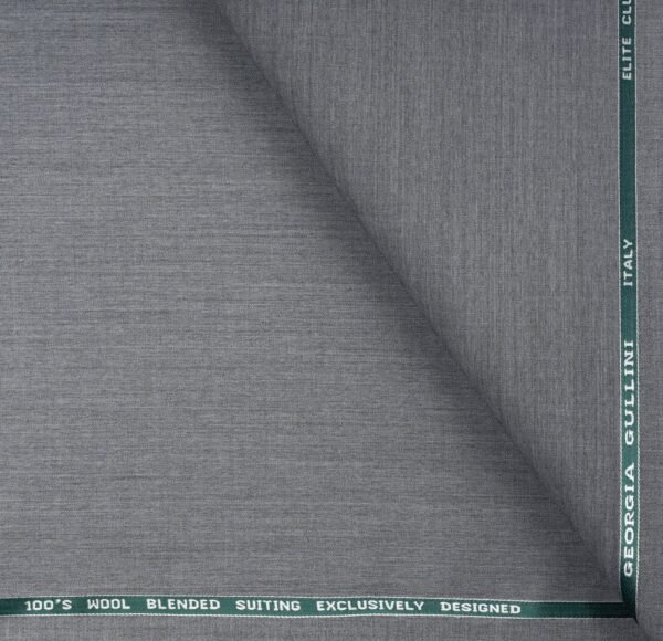 Premium Light Grey Fabric (Unstitched) | 100s Counts & 20% Marino Wool | Georgia Gullini - Image 3
