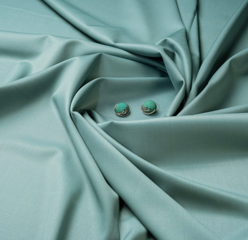 Trendy Pastel Green Fabric | 120s Count & 30% Australian Merino Wool | Canetti Italy by fashion febric