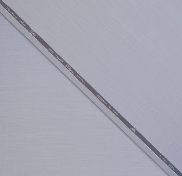 Tessitura Monti India 100% Luxury Supima Cotton 2 Ply 140’s Unstitched Shirting Fabric (Light Grey) - Image 2