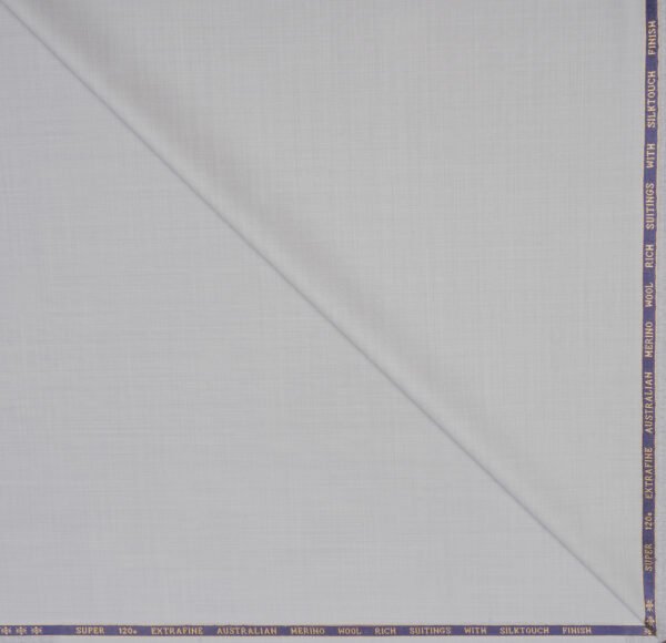 Silver Grey Cavalero Italy Super 120’s Extra Fine Australian Merino Wool Rich Suiting Fabric (Silk Touch Finish) - Image 2