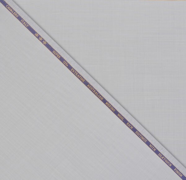 Silver Grey Cavalero Italy Super 120’s Extra Fine Australian Merino Wool Rich Suiting Fabric (Silk Touch Finish) - Image 3