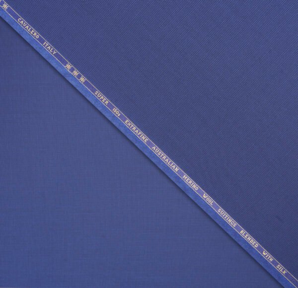 Royal Blue Cavalero Italy (Unstitched ) Super 150’s Extra Fine Australian 50% Merino Wool Suiting Fabric (10 %Silk Blend) - Image 2