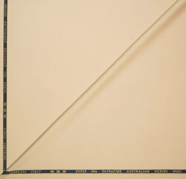 Soft Beige | Cavalero Italy | Super 150’s Extra Fine Australian 50% Merino Wool Suiting Fabric (10%Silk Blend) - Image 3