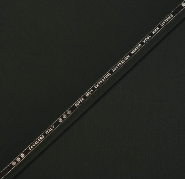 Cavalero Italy | Ultra-Premium Dark Green Unstitched Suiting Fabric | 180s Count & 95% Australian Merino Wool - Image 2