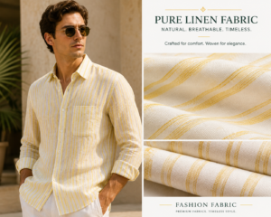 Pure linen fabric yellow representing Irish by Fashion Fabric
