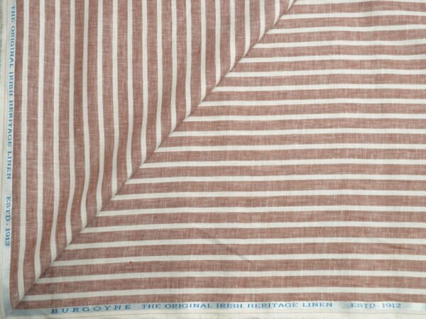 🧡 The Original Irish Heritage Linen Estd. 1912 – Emerald by Burgoyne | Rust Stripes | 60 Lea Pure Linen - Image 3