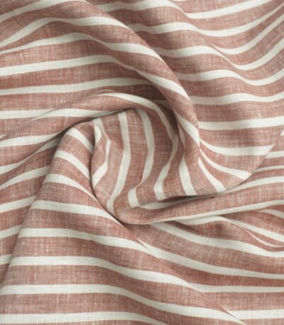 The Original Irish Heritage Linen Estd. 1912 – Emerald by Burgoyne | Rust Stripes | 60 Lea Pure Linen