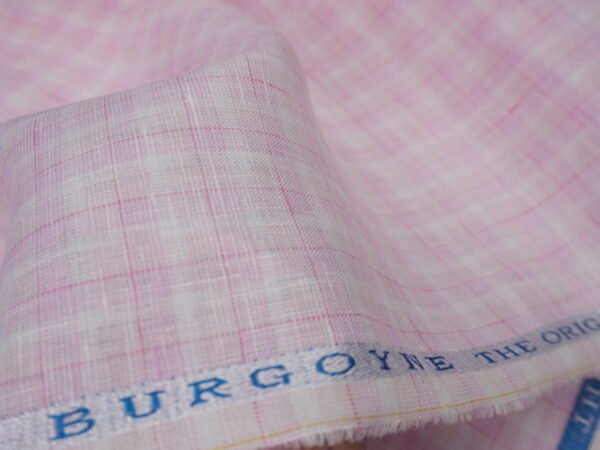 The Original Irish Heritage Linen Estd. 1912 – Emerald by Burgoyne | 60 Lea Pure Linen Unstitched Shirting Fabric(Pink Checks ) - Image 3