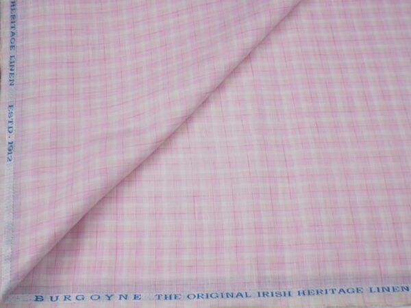 The Original Irish Heritage Linen Estd. 1912 – Emerald by Burgoyne | 60 Lea Pure Linen Unstitched Shirting Fabric(Pink Checks ) - Image 2