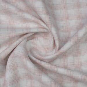 Cavalero Premium 100% Pure Linen 60 Lea | White with Peach Checks | The Fashion Fabric