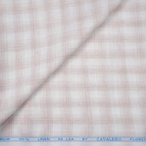 ✨ Cavalero Premium 100% Pure Linen 60 Lea | White with Peach Checks - Image 3