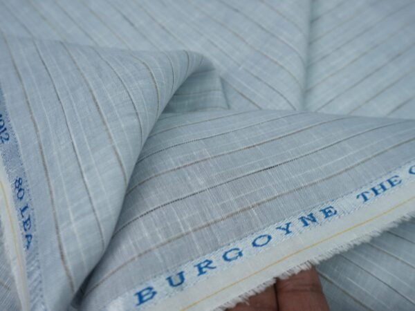 The Original Irish Heritage Linen Estd. 1912 by Burgoyne | 80 Lea | 100% Pure Linen Unstitched Fabric ( Grey Stripes) - Image 3