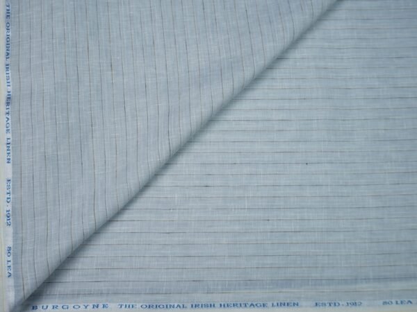 The Original Irish Heritage Linen Estd. 1912 by Burgoyne | 80 Lea | 100% Pure Linen Unstitched Fabric ( Grey Stripes) - Image 2