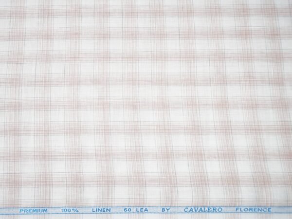 ✨ Cavalero Premium 100% Pure Linen 60 Lea | White with Peach Checks - Image 2