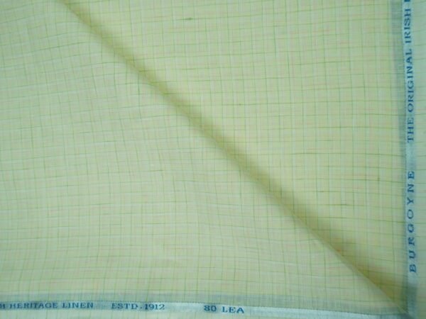 The Original Irish Heritage Linen Estd. 1912 by Burgoyne | 80 Lea | 100% Pure Linen Unstitched Fabric(Yellow Checks) - Image 3