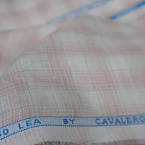 ✨ Cavalero Premium 100% Pure Linen 60 Lea | White with Peach Checks - Image 4