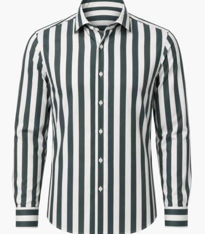 Green Stripe Shirting Fabric