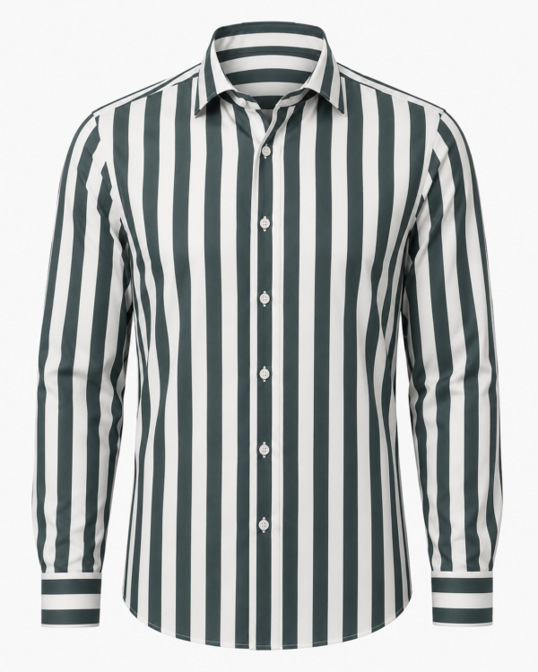 Green Stripe Shirting Fabric