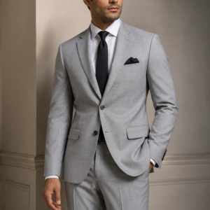 Cavalero Milano Platina Super 110’s All Wool Light Grey Suiting Fabric ( Unstitched ) for Men - Image 2