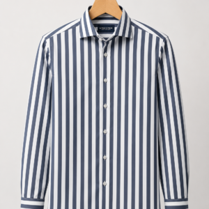 Navy Blue Stripe Shirting Fabric