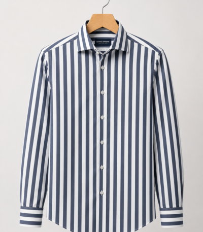 Navy Blue Stripe Shirting Fabric