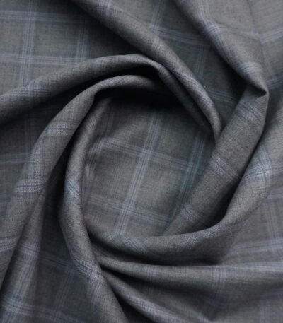 Cavalero Suiting Fabric - Grey Windowpane Super 130's