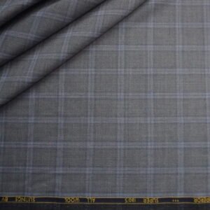 Cavalero Suiting Fabric - Grey Windowpane Super 130's