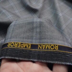 Cavalero Suiting Fabric - Grey Windowpane Super 130's