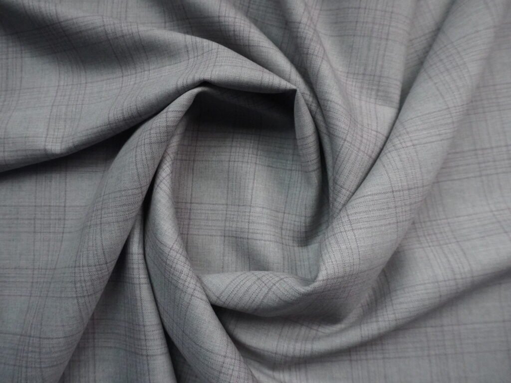 Grey Check Wool Suiting Fabric