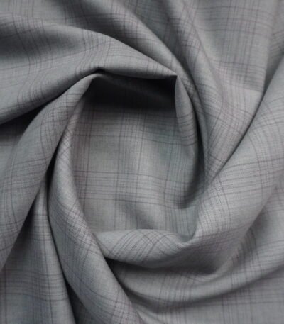 Grey Check Wool Suiting Fabric