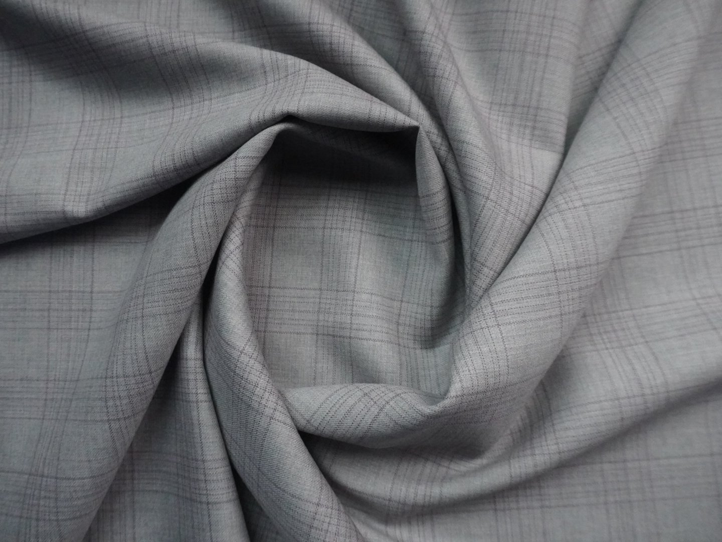Grey Check Wool Suiting Fabric