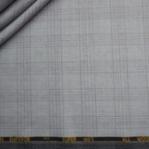 Grey Check Wool Suiting Fabric