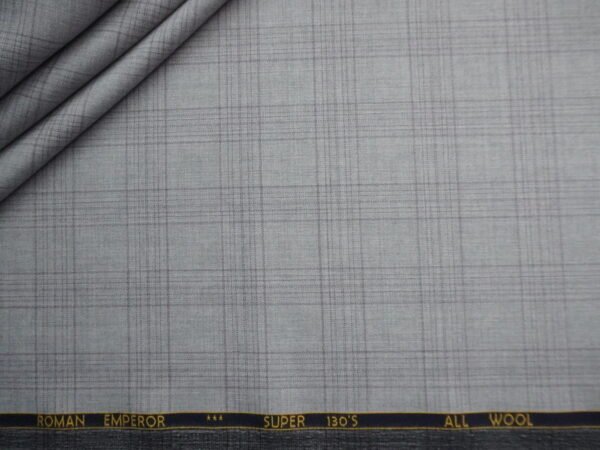 Grey Check Wool Suiting Fabric
