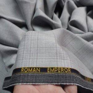 Grey Check Wool Suiting Fabric