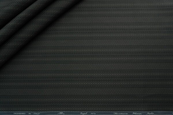 Tessitura Monti India Regal 70’s | Dark Green Textured Cotton Shirting Fabric ( Unstitched ) for Men - Image 4