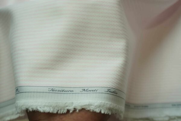 Pink Stripe Giza Cotton Fabric | Unstitched Shirting Fabric| Tessitura Monti - Image 3