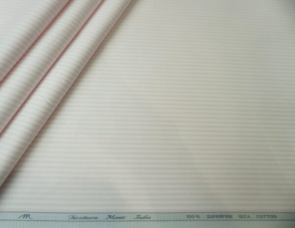 Pink Stripe Giza Cotton Fabric | Unstitched Shirting Fabric| Tessitura Monti - Image 2