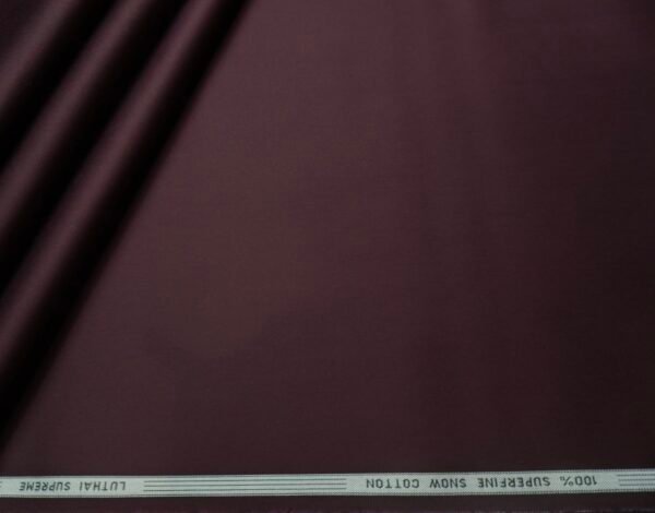 Dark Wine Cotton Shirt Fabric for Men (Unstitched) | Luthai Snow Cotton - Image 2
