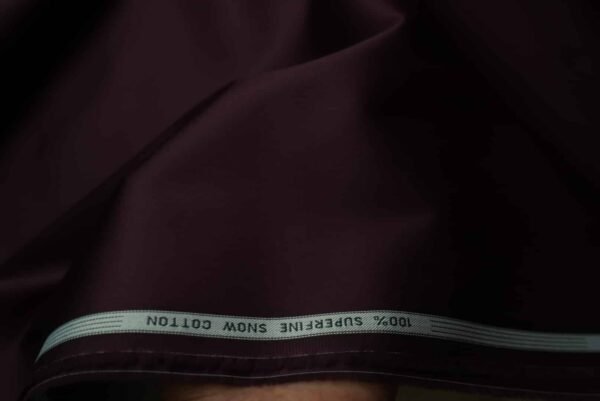 Dark Wine Cotton Shirt Fabric for Men (Unstitched) | Luthai Snow Cotton - Image 3