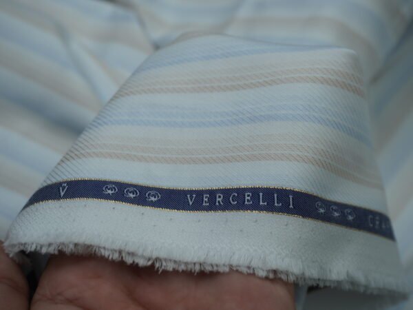 Premium Vercelli Italy Cotton Shirting Fabric | 2/100's – Luxury Designer Stripe | Unstitched Fabric for Men - Image 3