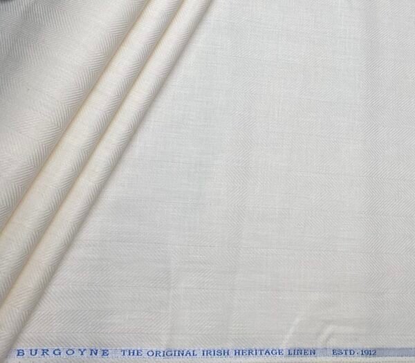 Cream Linen Suiting Fabric For Men | Unstitched | Burgoyne 40 Lea - Image 2