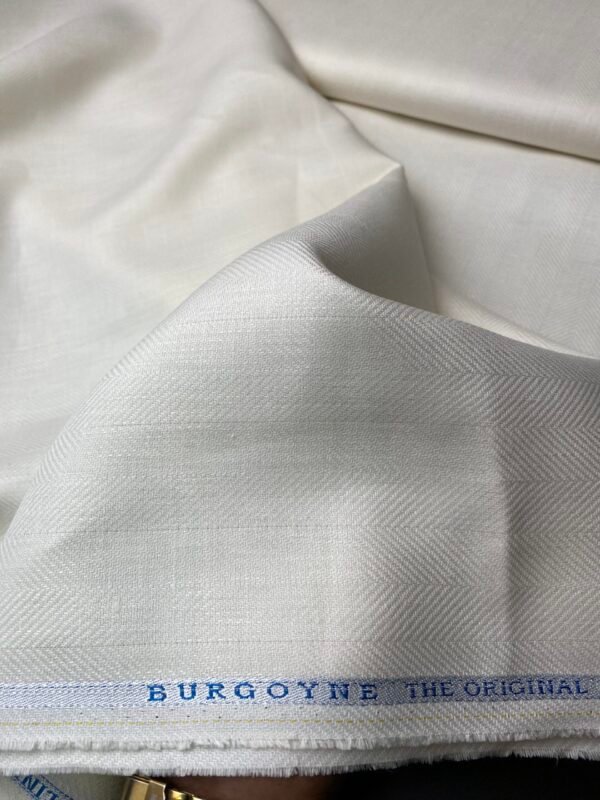 Cream Linen Suiting Fabric For Men | Unstitched | Burgoyne 40 Lea - Image 3