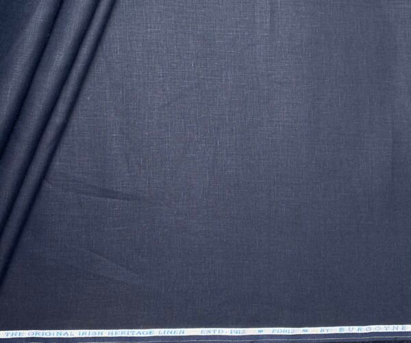 Navy Blue Linen Suiting Fabric for Men | Unstitched | Burgoyne 40 Lea - Image 2