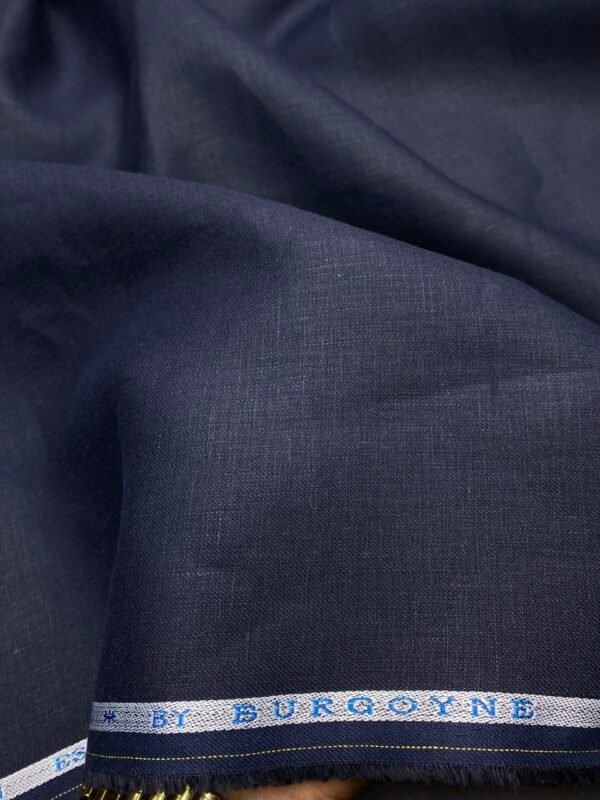 Navy Blue Linen Suiting Fabric for Men | Unstitched | Burgoyne 40 Lea - Image 3