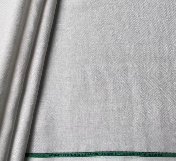 White Self Design Shirt Fabric | Best Luthai 60 Lea - Image 2